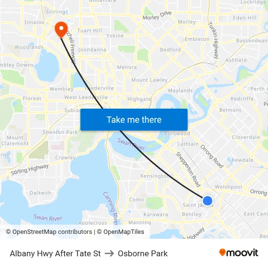 Albany Hwy After Tate St to Osborne Park map