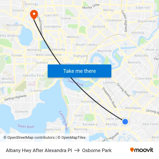 Albany Hwy After Alexandra Pl to Osborne Park map
