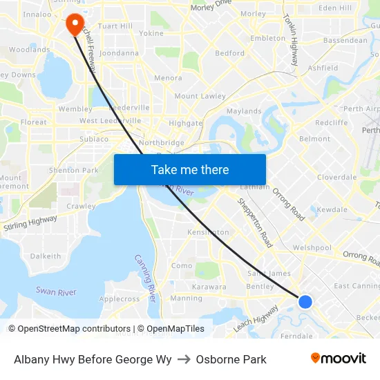 Albany Hwy Before George Wy to Osborne Park map