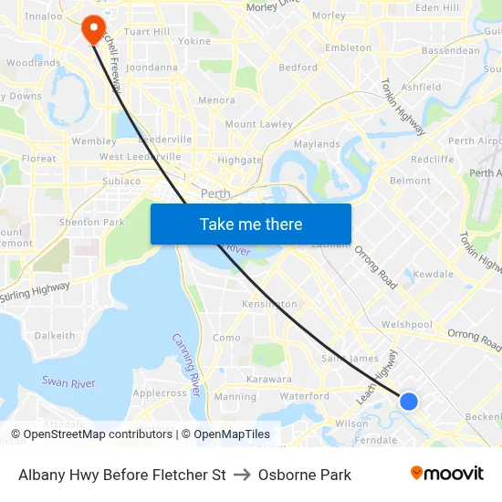 Albany Hwy Before Fletcher St to Osborne Park map