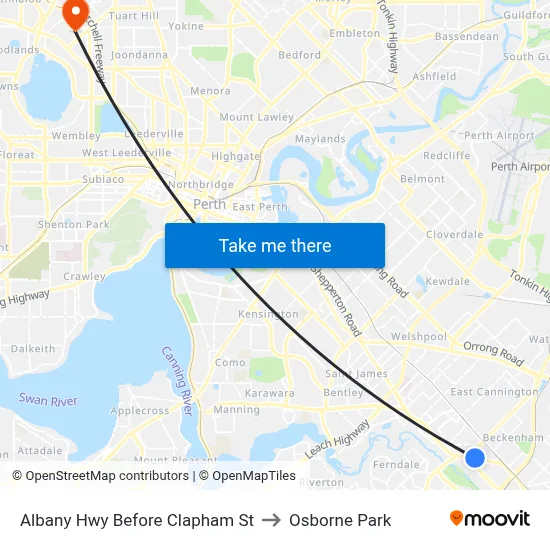 Albany Hwy Before Clapham St to Osborne Park map