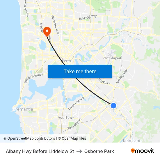 Albany Hwy Before Liddelow St to Osborne Park map