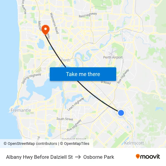 Albany Hwy Before Dalziell St to Osborne Park map