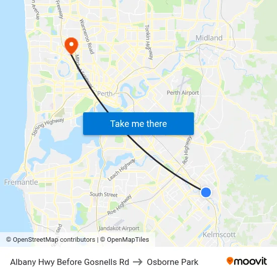 Albany Hwy Before Gosnells Rd to Osborne Park map