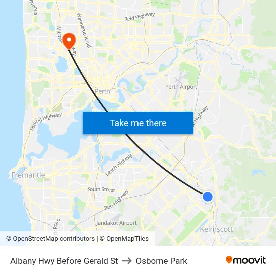 Albany Hwy Before Gerald St to Osborne Park map