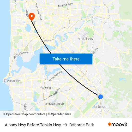 Albany Hwy Before Tonkin Hwy to Osborne Park map