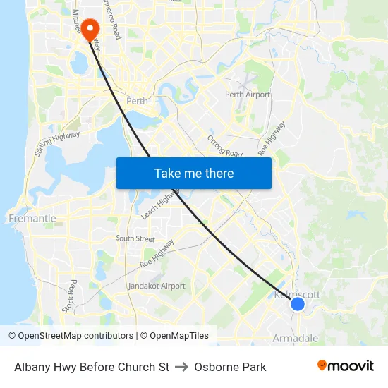Albany Hwy Before Church St to Osborne Park map