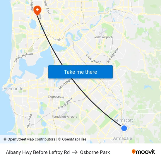 Albany Hwy Before Lefroy Rd to Osborne Park map