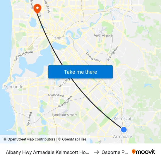 Albany Hwy Armadale Kelmscott Hospital to Osborne Park map