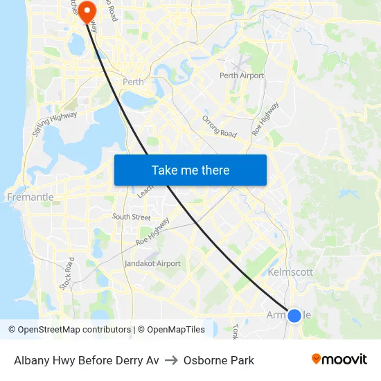 Albany Hwy Before Derry Av to Osborne Park map