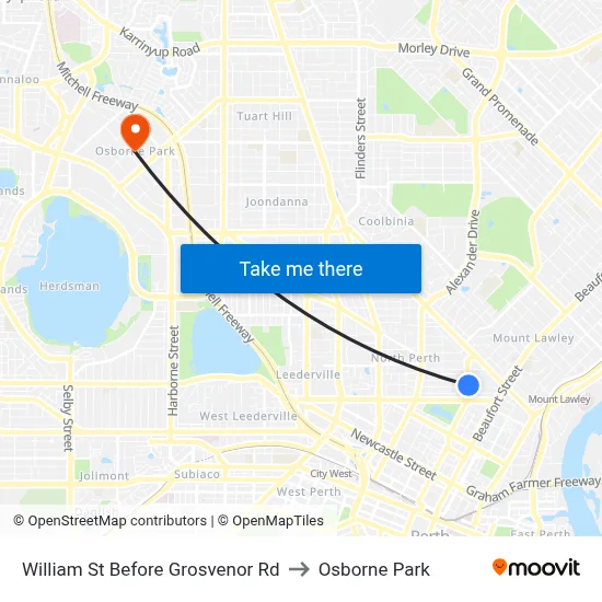 William St Before Grosvenor Rd to Osborne Park map