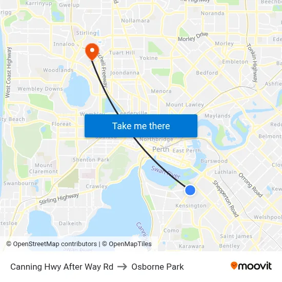 Canning Hwy After Way Rd to Osborne Park map