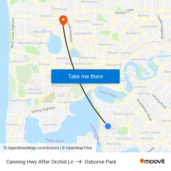 Canning Hwy After Orchid Ln to Osborne Park map