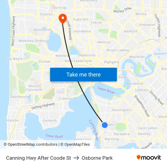 Canning Hwy After Coode St to Osborne Park map