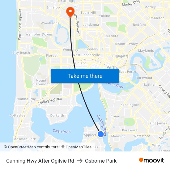 Canning Hwy After Ogilvie Rd to Osborne Park map