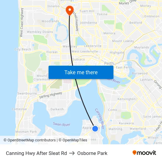 Canning Hwy After Sleat Rd to Osborne Park map