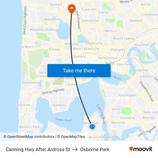 Canning Hwy After Ardross St to Osborne Park map