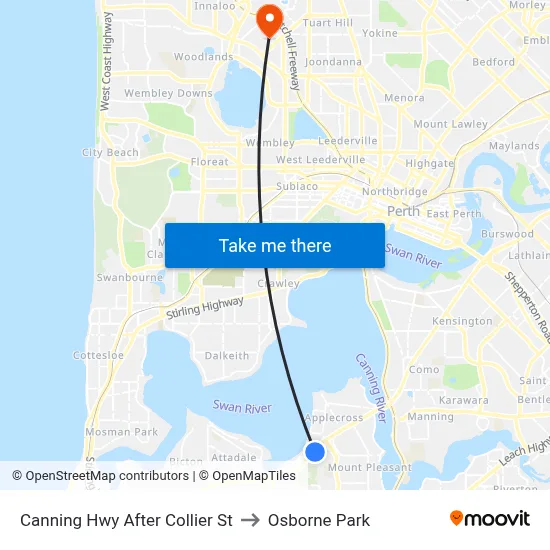 Canning Hwy After Collier St to Osborne Park map