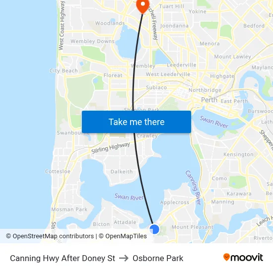 Canning Hwy After Doney St to Osborne Park map
