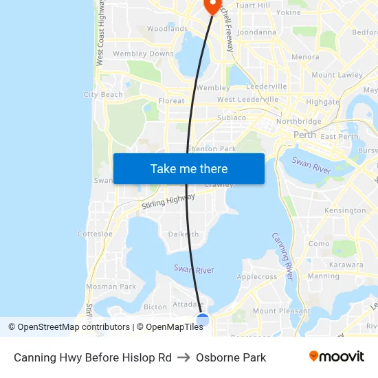 Canning Hwy Before Hislop Rd to Osborne Park map