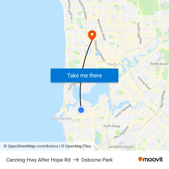 Canning Hwy After Hope Rd to Osborne Park map