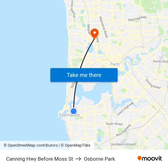 Canning Hwy Before Moss St to Osborne Park map