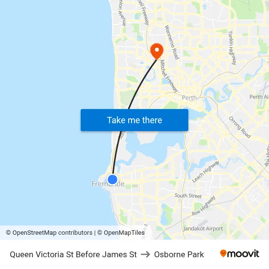 Queen Victoria St Before James St to Osborne Park map