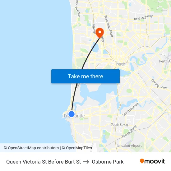 Queen Victoria St Before Burt St to Osborne Park map