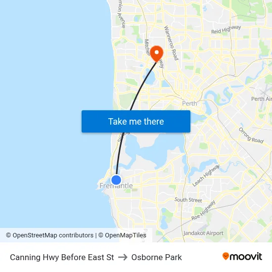 Canning Hwy Before East St to Osborne Park map