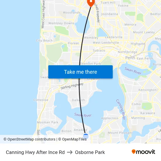 Canning Hwy After Ince Rd to Osborne Park map