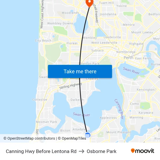 Canning Hwy Before Lentona Rd to Osborne Park map