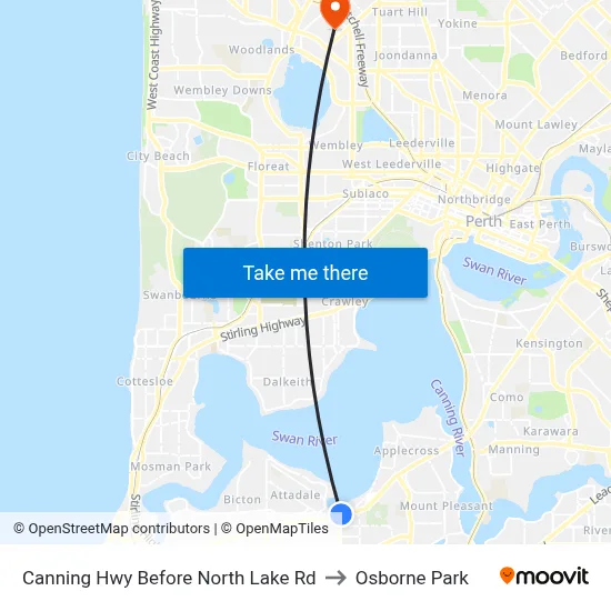 Canning Hwy Before North Lake Rd to Osborne Park map
