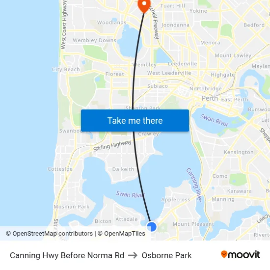 Canning Hwy Before Norma Rd to Osborne Park map