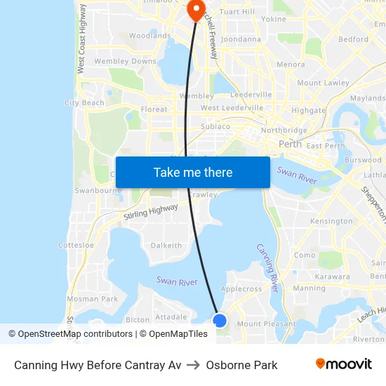 Canning Hwy Before Cantray Av to Osborne Park map