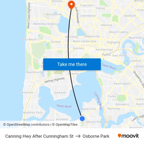 Canning Hwy After Cunningham St to Osborne Park map