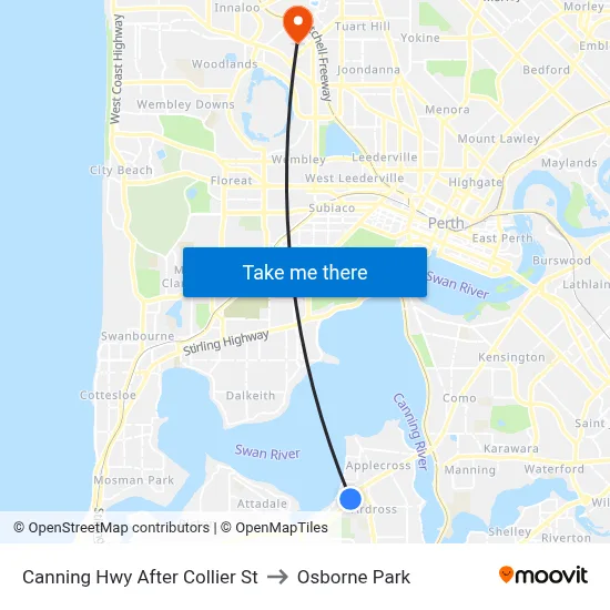 Canning Hwy After Collier St to Osborne Park map