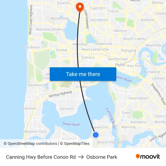 Canning Hwy Before Conon Rd to Osborne Park map