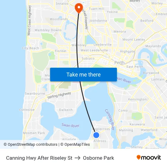 Canning Hwy After Riseley St to Osborne Park map