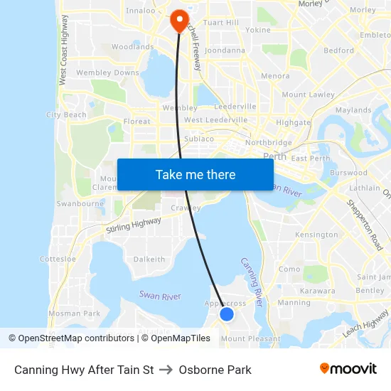 Canning Hwy After Tain St to Osborne Park map