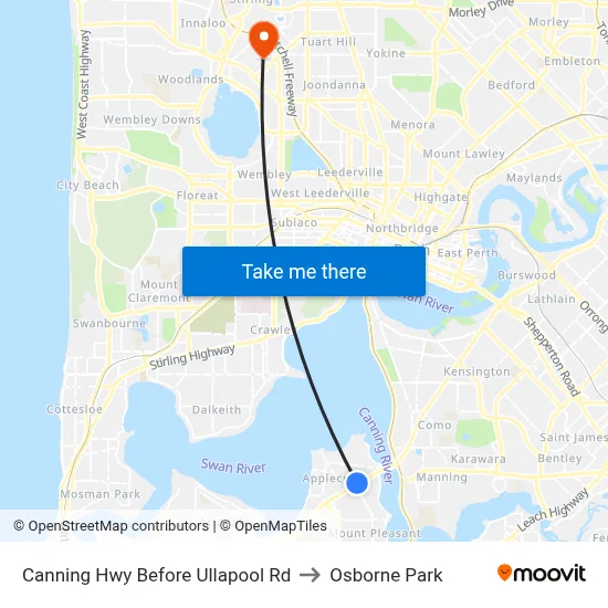 Canning Hwy Before Ullapool Rd to Osborne Park map