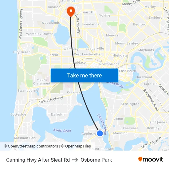 Canning Hwy After Sleat Rd to Osborne Park map