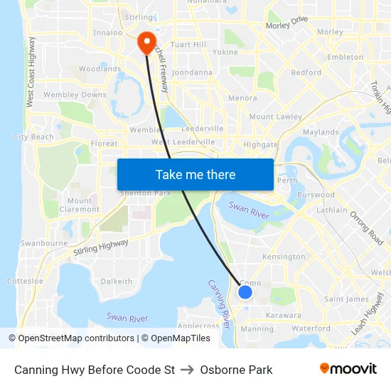 Canning Hwy Before Coode St to Osborne Park map