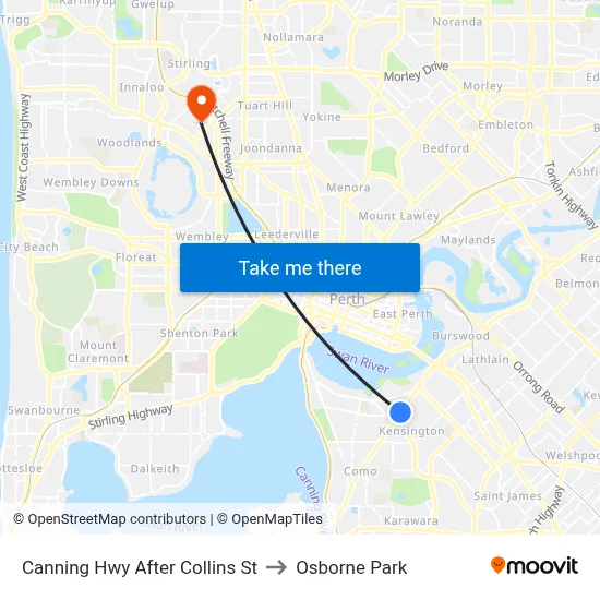Canning Hwy After Collins St to Osborne Park map