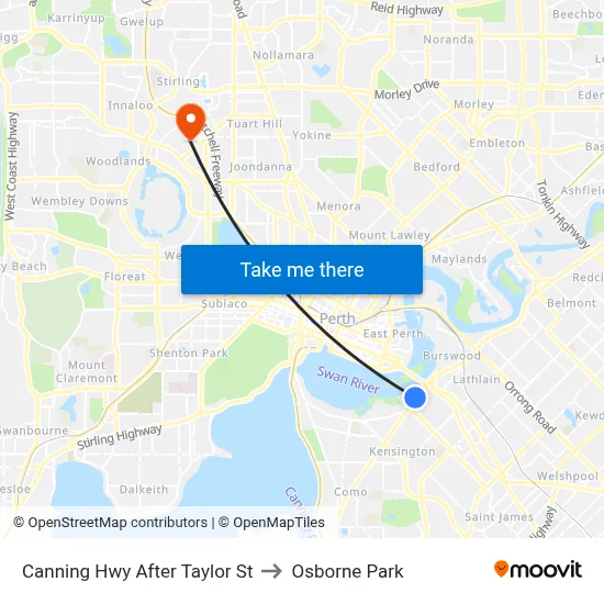 Canning Hwy After Taylor St to Osborne Park map