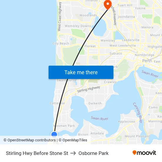Stirling Hwy Before Stone St to Osborne Park map