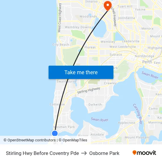Stirling Hwy Before Coventry Pde to Osborne Park map