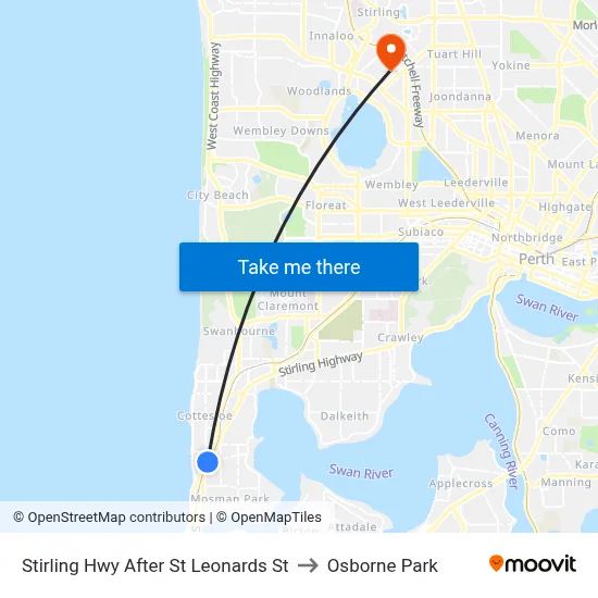 Stirling Hwy After St Leonards St to Osborne Park map
