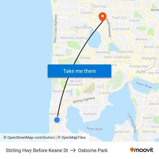 Stirling Hwy Before Keane St to Osborne Park map