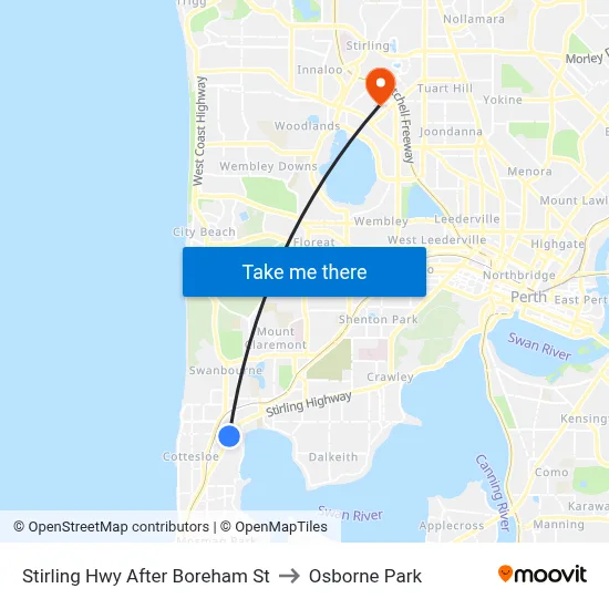 Stirling Hwy After Boreham St to Osborne Park map