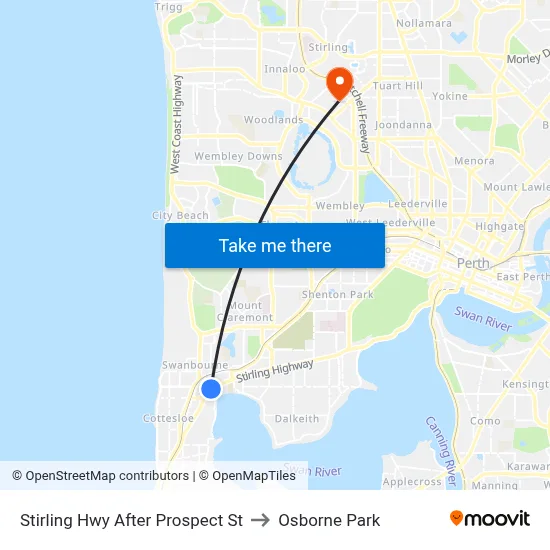 Stirling Hwy After Prospect St to Osborne Park map
